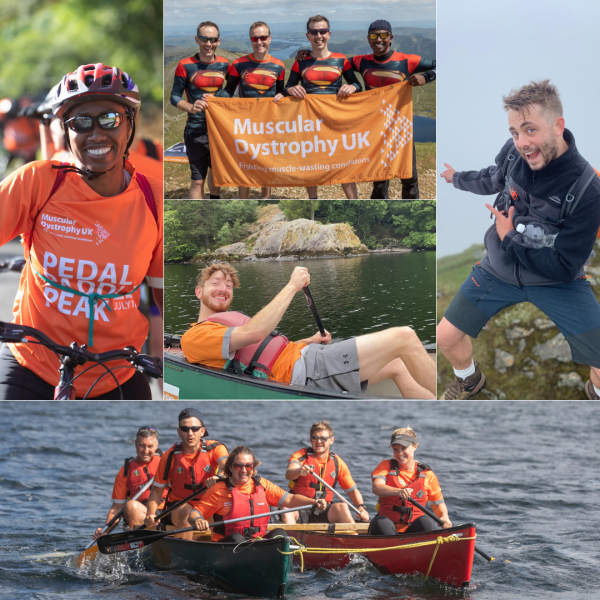 Collage of images showcasing each element of the Pedal Paddle Peak event
