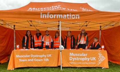 Information desk at MDUK's 2021 Cambridge Town and Gown 10k event