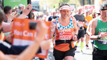 Sophie, a member of #TeamOrange running the London Marathon in 2018